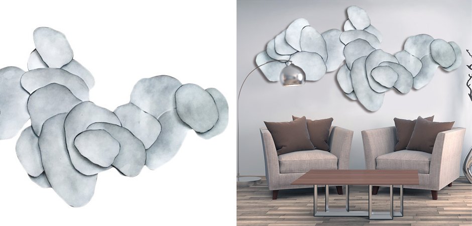 Арт-объект на стену Silver Blue Flakes Арт-объект на стену Silver Blue Flakes - Loft-Concept в Твери