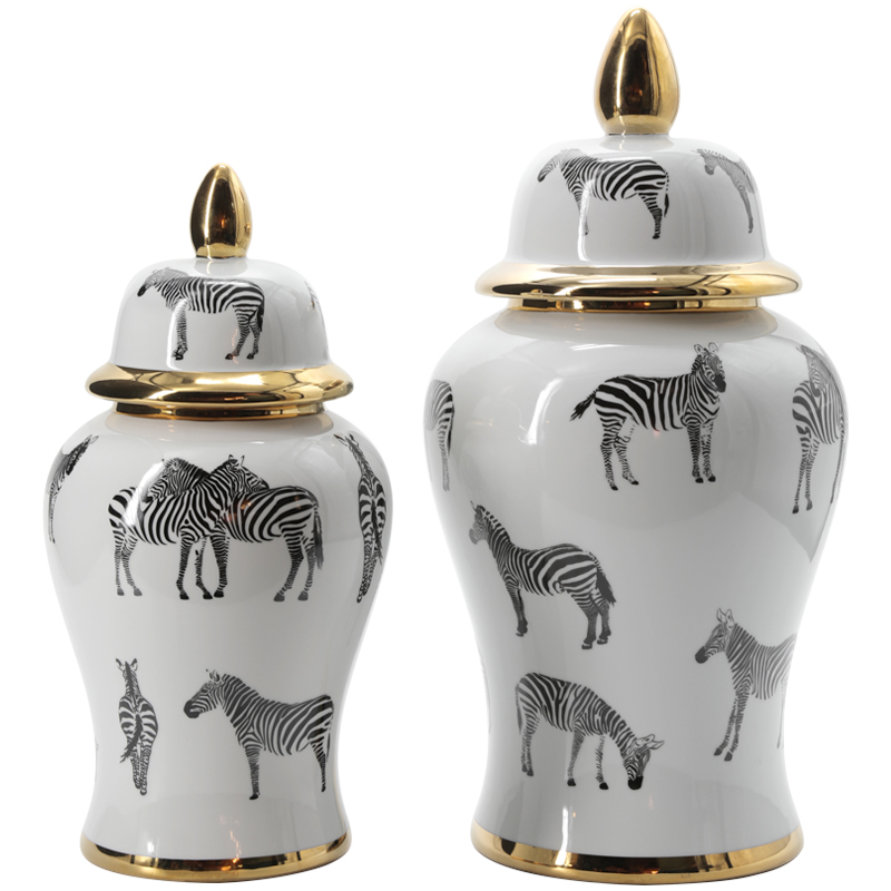 Ваза White Vase Zebra Черный Белый Золотой Ваза White Vase Zebra Черный Белый Золотой в Твери | Loft Concept