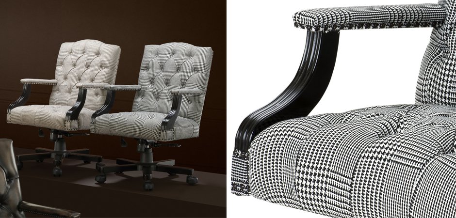 Офисное кресло Eichholtz Desk Chair Burchell black & white - Loft-Concept в Твери