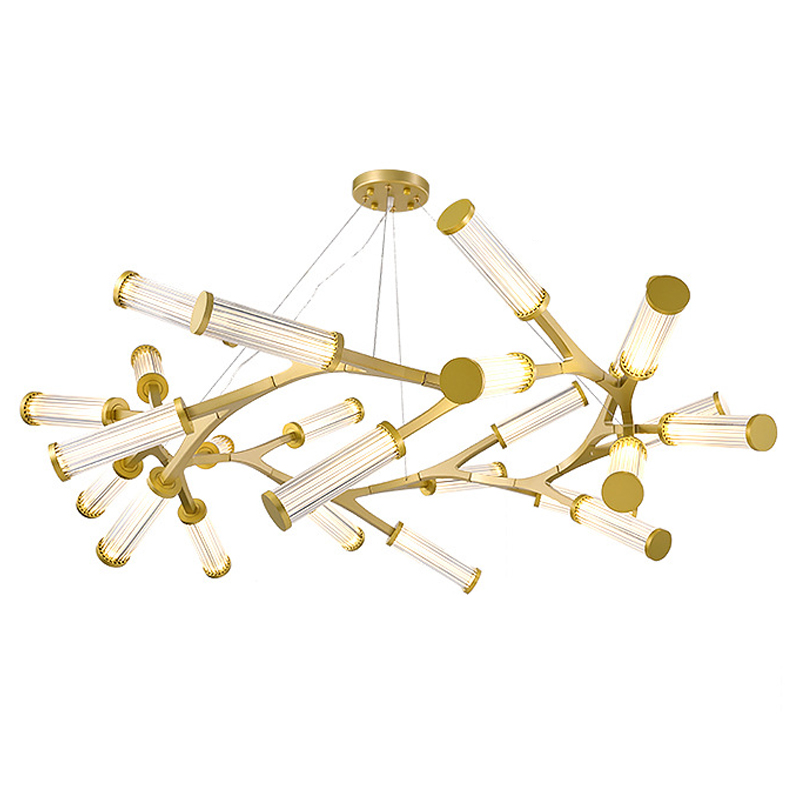 Люстра Cylinder Branches Chandelier Ring Gold Золотой Прозрачный Люстра Cylinder Branches Chandelier Ring Gold Золотой Прозрачный в Твери | Loft Concept