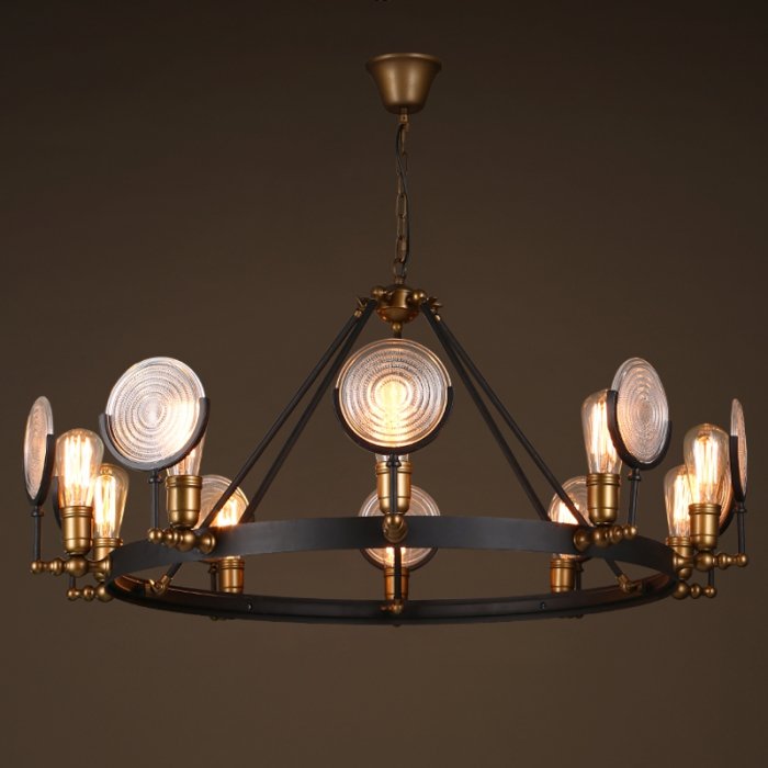 Люстра GASLIGHT LENS Chandelier 10 Черный Люстра GASLIGHT LENS Chandelier 10 Черный в Твери | Loft Concept