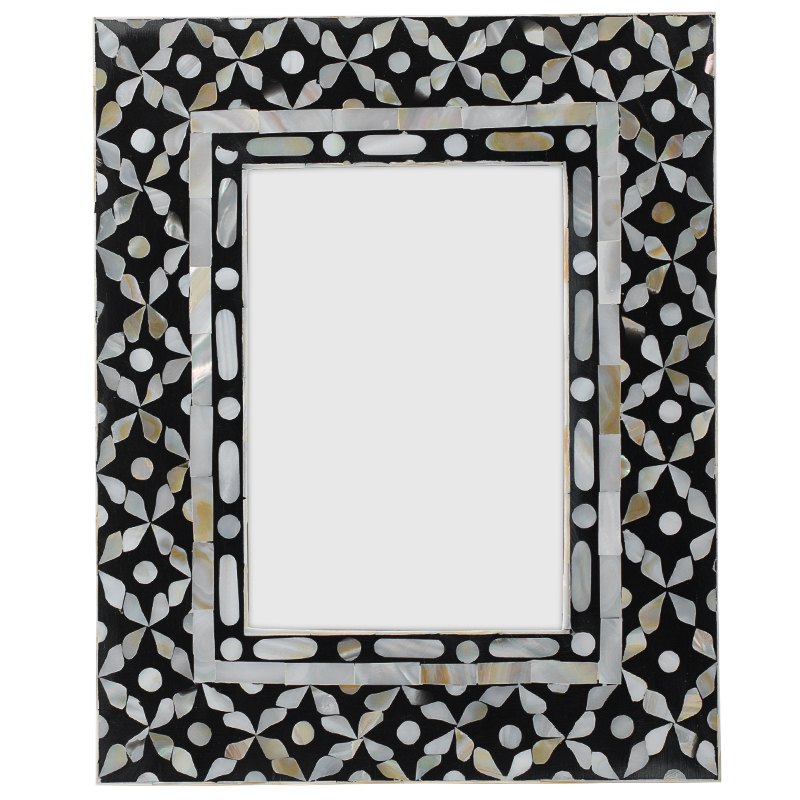 Рама для фото Bone Inlay Pearl Black M Черно-белый Перламутровый Рама для фото Bone Inlay Pearl Black M Черно-белый Перламутровый в Твери | Loft Concept