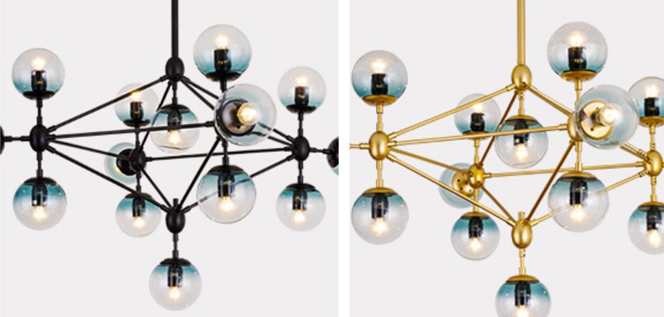 Люстра Modo Chandelier Globes Blue Ambre Gold Люстра Modo Chandelier Globes Blue Ambre Gold - Loft-Concept в Твери