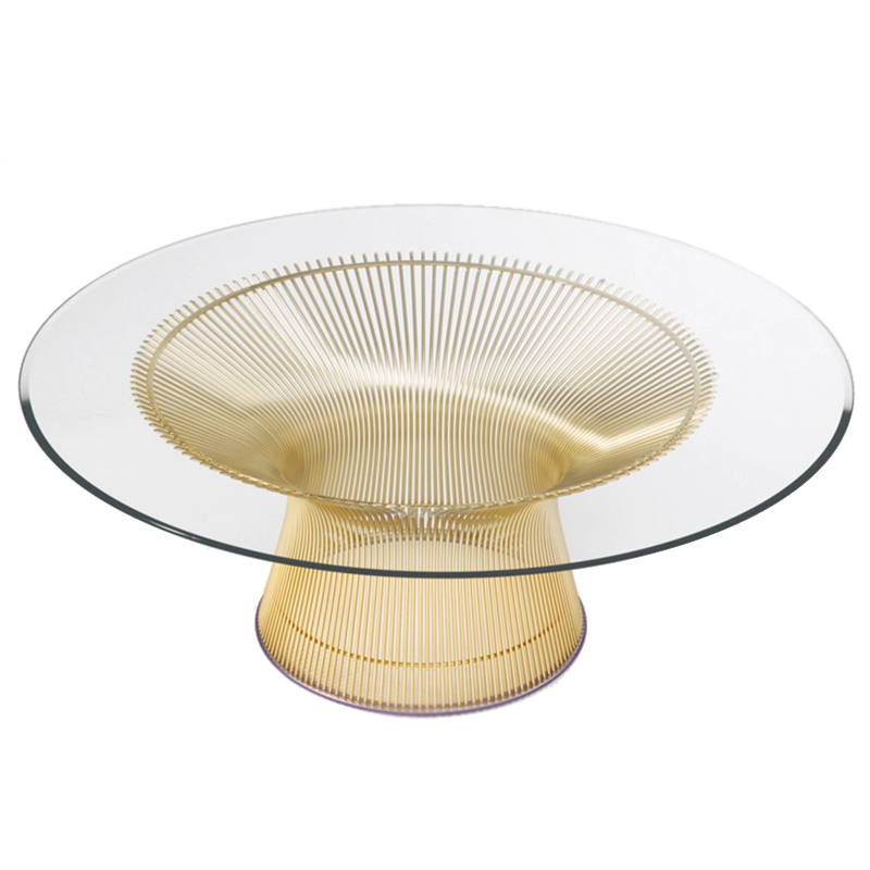 Стол Platner Coffee Gold Глянцевое золото Прозрачное Стекло Стол Platner Coffee Gold Глянцевое золото Прозрачное Стекло в Твери | Loft Concept