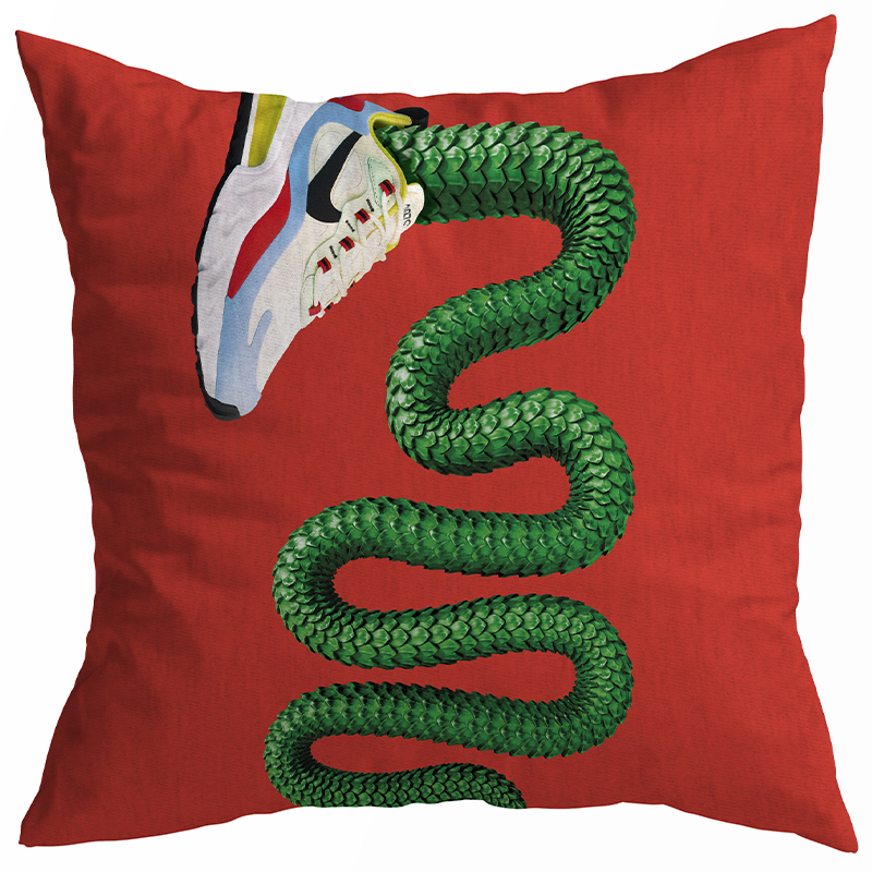 Декоративная подушка Seletti Cushion Sneaker Snake Красный Зеленый Декоративная подушка Seletti Cushion Sneaker Snake Красный Зеленый в Твери | Loft Concept