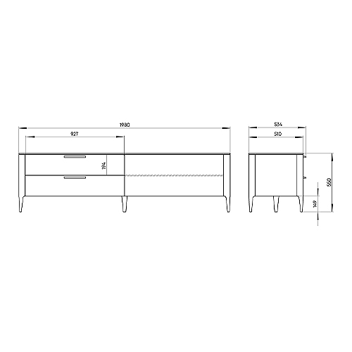 ТВ-тумба с 2-мя ящиками и откидной дверцей Type в Твери