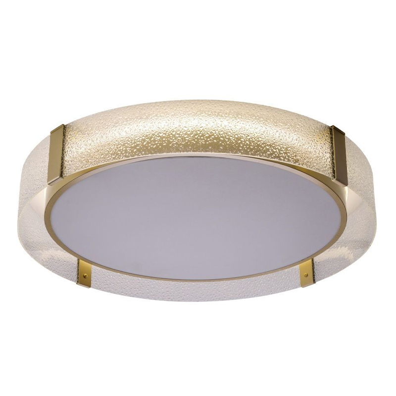 Потолочный светильник круглой формы из стали и стекла Round Glass Brass Латунь Потолочный светильник круглой формы из стали и стекла Round Glass Brass Латунь в Твери | Loft Concept