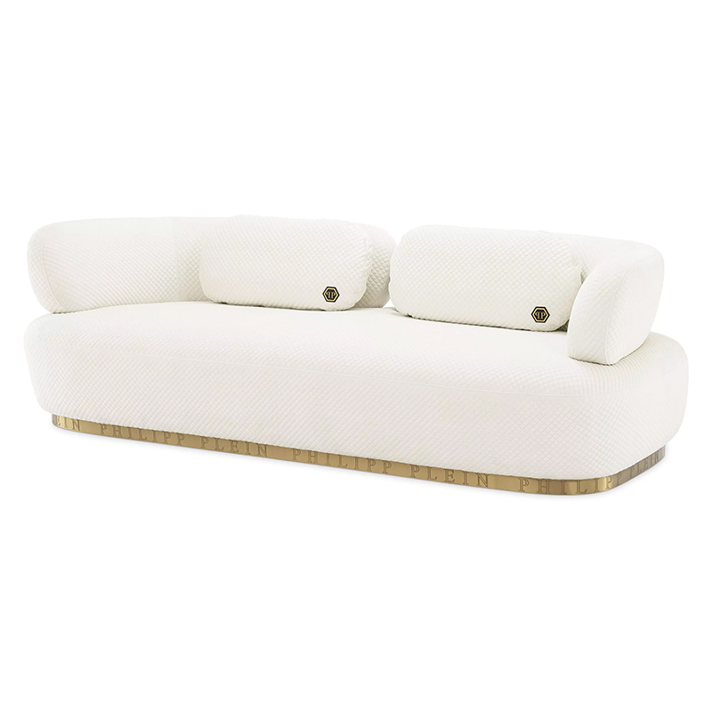 Диван Philipp Plein Sofa Signature Белый Белый Золотой Диван Philipp Plein Sofa Signature Белый Белый Золотой в Твери | Loft Concept