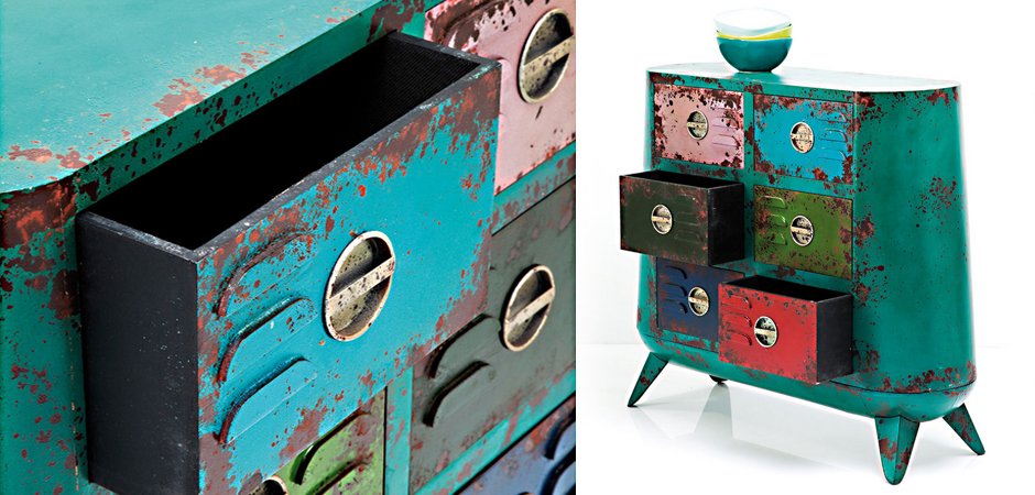 Комод металлический с цветными ящиками Retro Futurismo chest VI Комод металлический с цветными ящиками Retro Futurismo chest VI - Loft-Concept в Твери