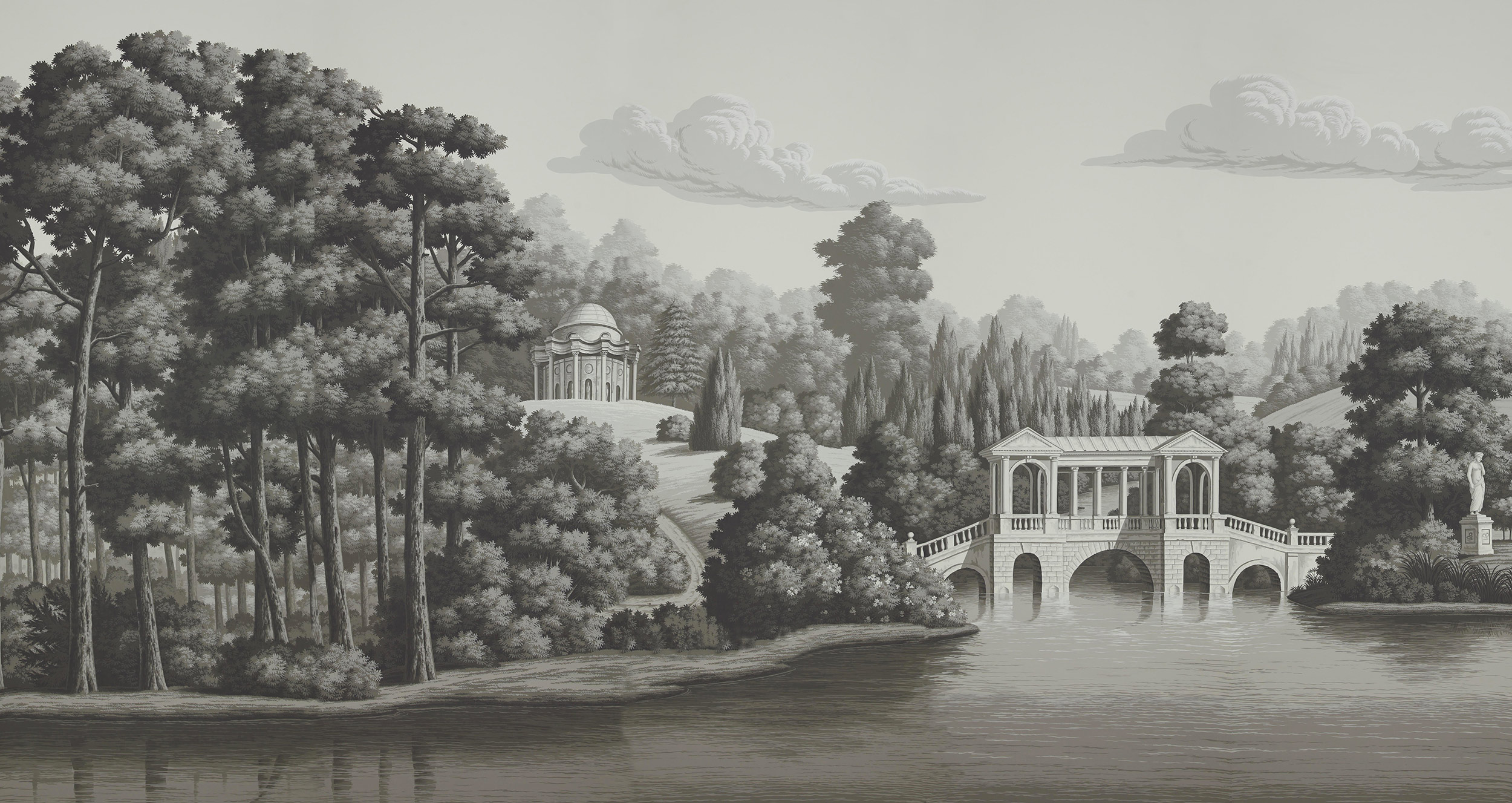 Обои ручная роспись English Landscape Eau Forte on scenic paper Обои ручная роспись English Landscape Eau Forte on scenic paper - постер Loft-Concept в Твери