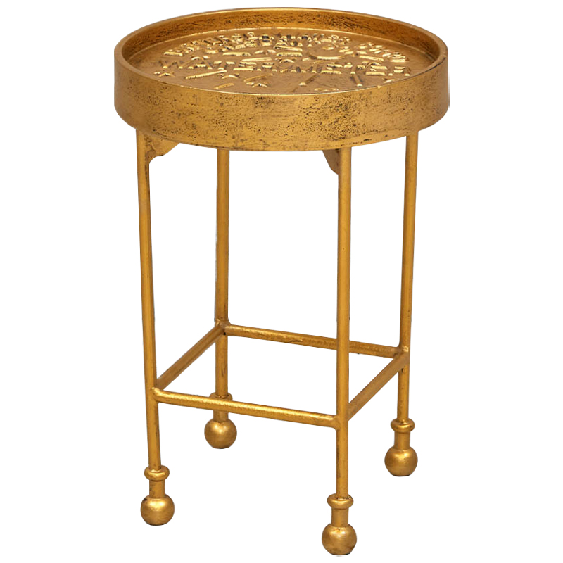 Приставной круглый столик Alain Gold Side Table Золотой Приставной круглый столик Alain Gold Side Table Золотой в Твери | Loft Concept