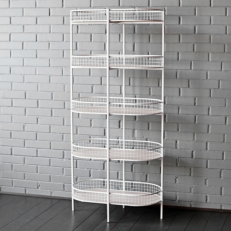 Стеллаж Roan Industrial Metal Rust Rack Белый Древесина Стеллаж Roan Industrial Metal Rust Rack Белый Древесина в Твери | Loft Concept