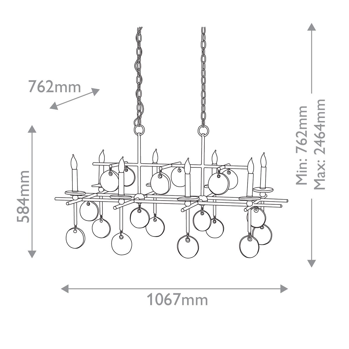Люстра подвесная с 8-ю лампами и стеклянными круглыми подвесками Currey & Company в Твери