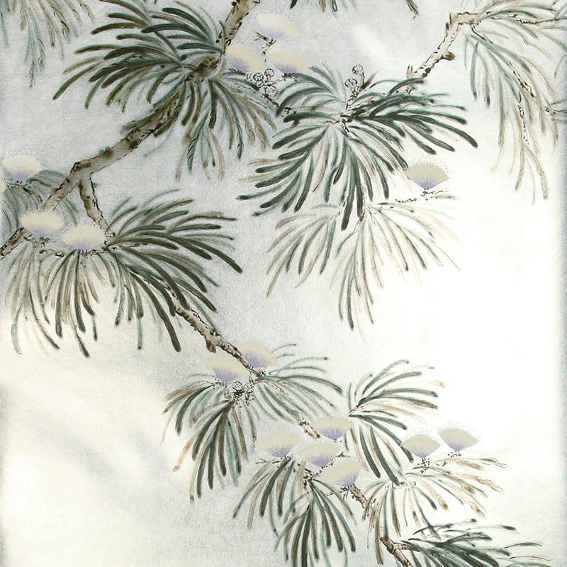 Обои ручная роспись Silk Tree Original colourway on White Metal gilded paper Обои ручная роспись Silk Tree Original colourway on White Metal gilded paper в Твери | Loft Concept