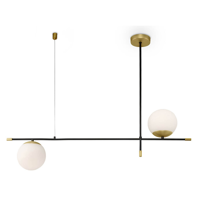 Светильник Spike Two Balls Hanging Lamp Белый Золотой Черный Светильник Spike Two Balls Hanging Lamp Белый Золотой Черный в Твери | Loft Concept