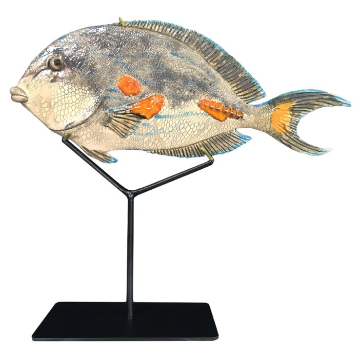 Статуэтка на подставке Gray Fish Серый Черный Белый Статуэтка на подставке Gray Fish Серый Черный Белый в Твери | Loft Concept