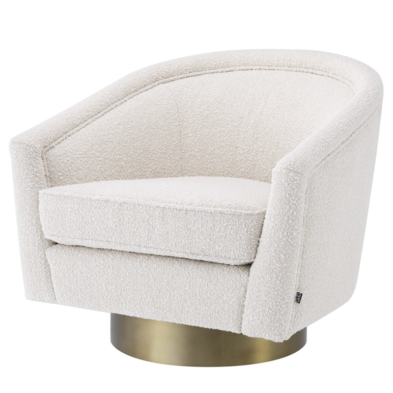 Кресло Eichholtz Swivel Chair Catene Boucle cream Кремовый матовое золото Кресло Eichholtz Swivel Chair Catene Boucle cream Кремовый матовое золото в Твери | Loft Concept