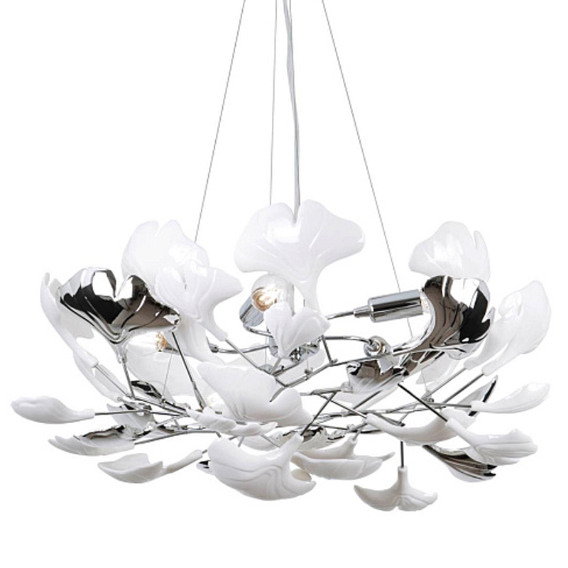 Люстра Wintery flover Chrome с Белыми декоративными плафонами Хром Белый Люстра Wintery flover Chrome с Белыми декоративными плафонами Хром Белый в Твери | Loft Concept