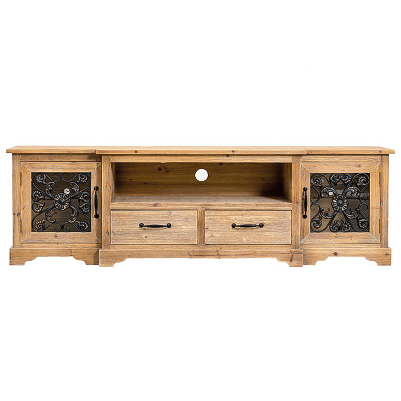 ТВ-Тумба Basile Provence Wood TV Stand Коричневый Древесина Прозрачное Стекло Черный ТВ-Тумба Basile Provence Wood TV Stand Коричневый Древесина Прозрачное Стекло Черный в Твери | Loft Concept