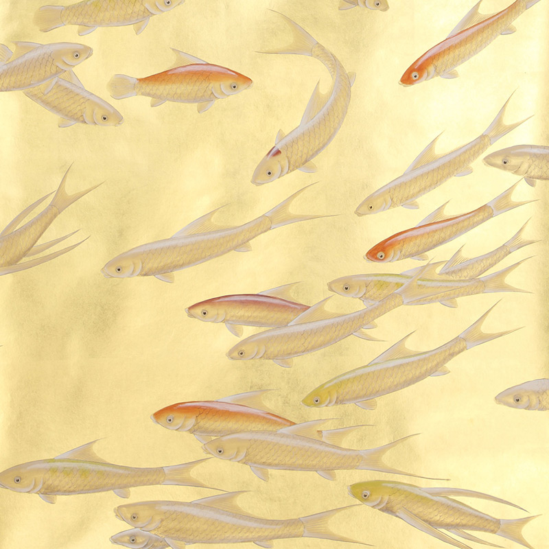 Обои ручная роспись Fishes Koi on Deep Rich Gold gilded paper Обои ручная роспись Fishes Koi on Deep Rich Gold gilded paper в Твери | Loft Concept