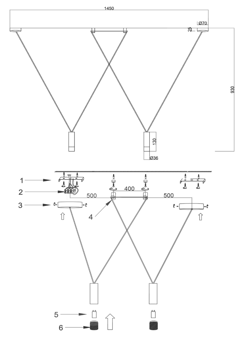 Wireflow LED White Suspension lam 2 патрона в Твери