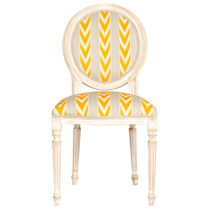 Стул Ikat Pattern с желтым узором Белый Желтый Бежевый Стул Ikat Pattern с желтым узором Белый Желтый Бежевый в Твери | Loft Concept