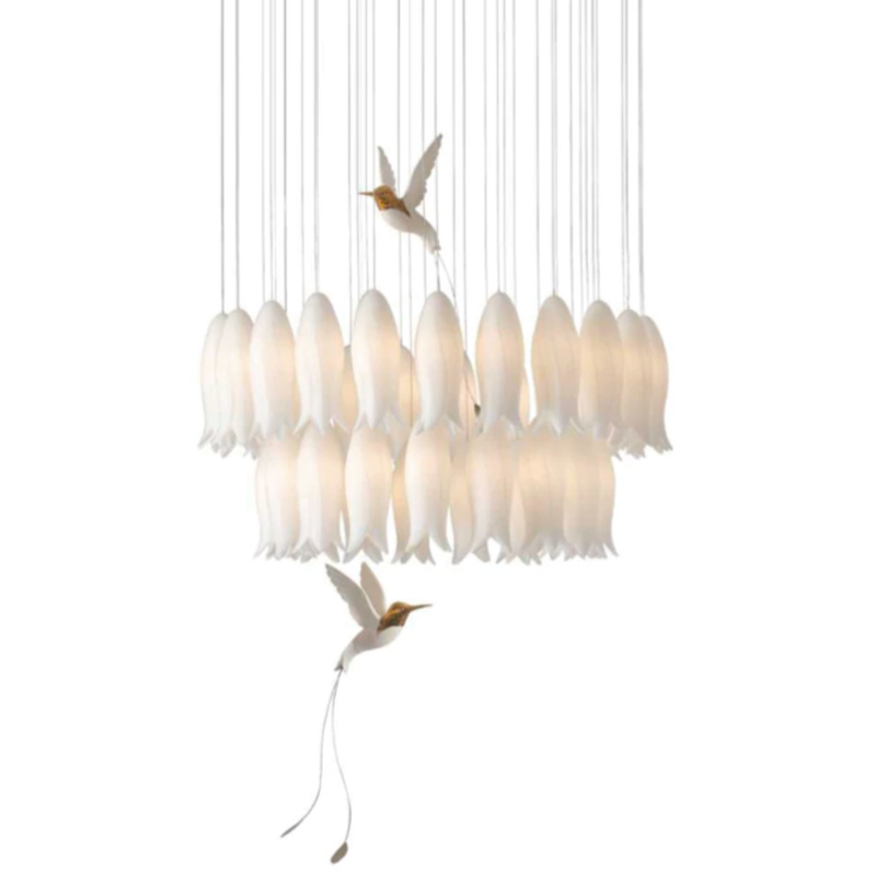 Люстра c Птичками Колибри Sagarti Pendant lamp ALBA Flowers & Birds Белый Золотой Люстра c Птичками Колибри Sagarti Pendant lamp ALBA Flowers & Birds Белый Золотой в Твери | Loft Concept