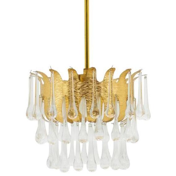 Люстра Ernst Palme Glass and Gilded Brass Chandelier Золотой Люстра Ernst Palme Glass and Gilded Brass Chandelier Золотой в Твери | Loft Concept