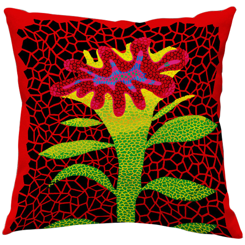 Декоративная подушка Yayoi Kusama Flower Red Красный Зеленый Желтый Мульти Декоративная подушка Yayoi Kusama Flower Red Красный Зеленый Желтый Мульти в Твери | Loft Concept