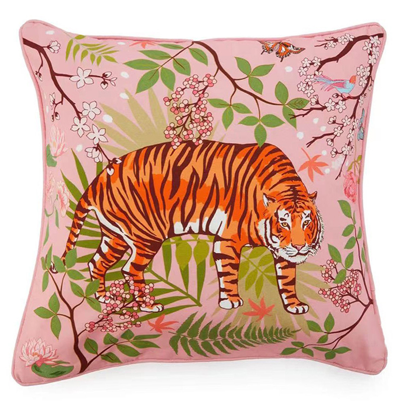 Декоративная подушка Tiger Pink Velvet Cushion Розовый Мульти Декоративная подушка Tiger Pink Velvet Cushion Розовый Мульти в Твери | Loft Concept