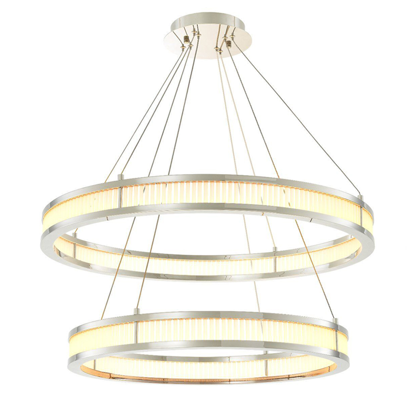Люстра Eichholtz Chandelier Damien Double Nickel Никель Белое матовое стекло Люстра Eichholtz Chandelier Damien Double Nickel Никель Белое матовое стекло в Твери | Loft Concept