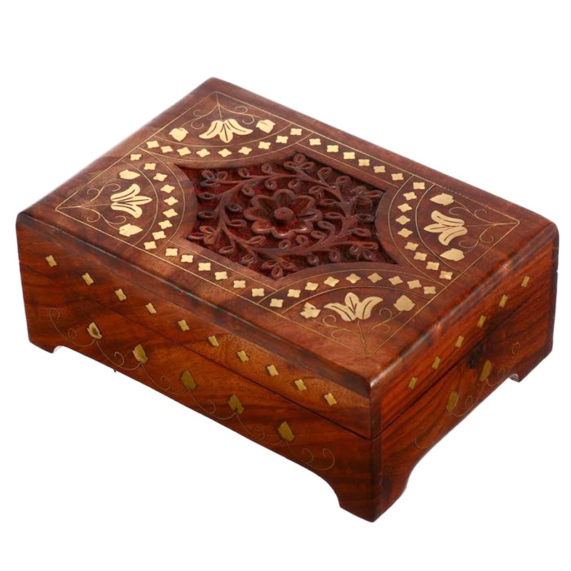 Шкатулка Fulari Indian Inlay Box Коричневый Шкатулка Fulari Indian Inlay Box Коричневый в Твери | Loft Concept