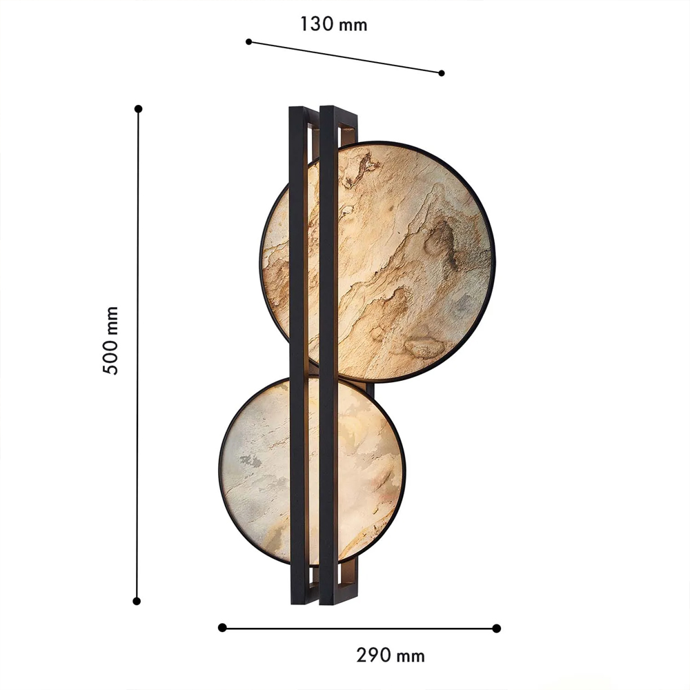 Бра из двух каменных дисков в металлической раме Constellation в Твери