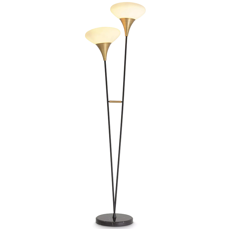 Торшер Eichholtz Floor Lamp Duco Латунь Белый Черный Черный Мрамор Nero Торшер Eichholtz Floor Lamp Duco Латунь Белый Черный Черный Мрамор Nero в Твери | Loft Concept