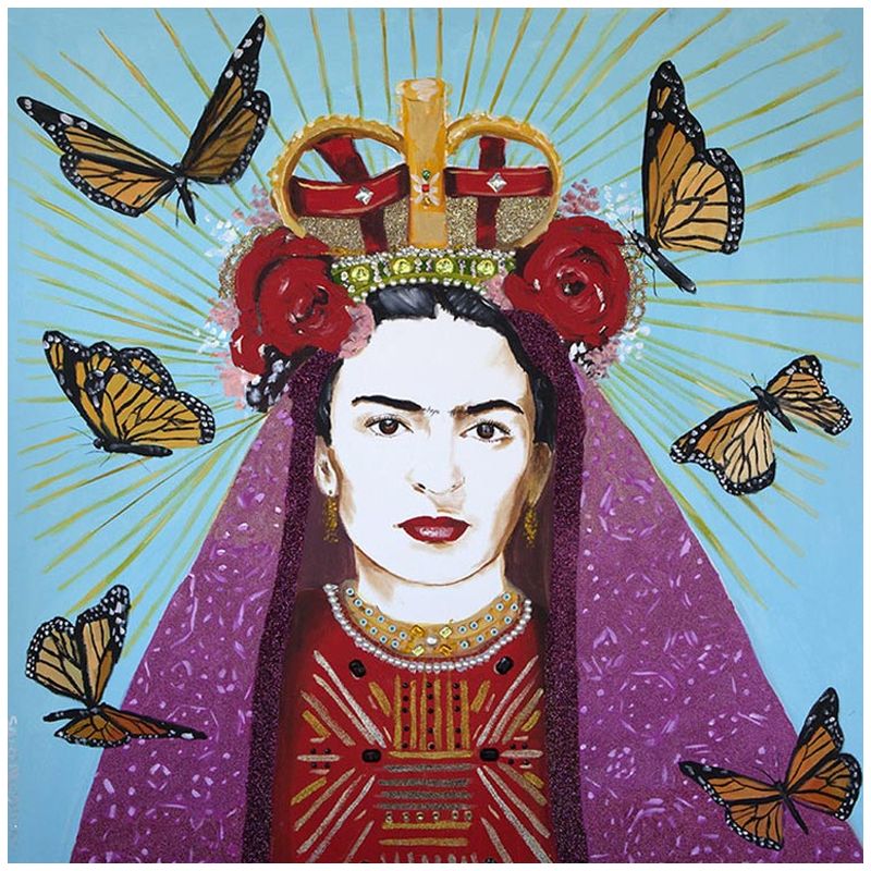 Картина Frida with roses on her head and butterflies Мульти Картина Frida with roses on her head and butterflies Мульти в Твери | Loft Concept