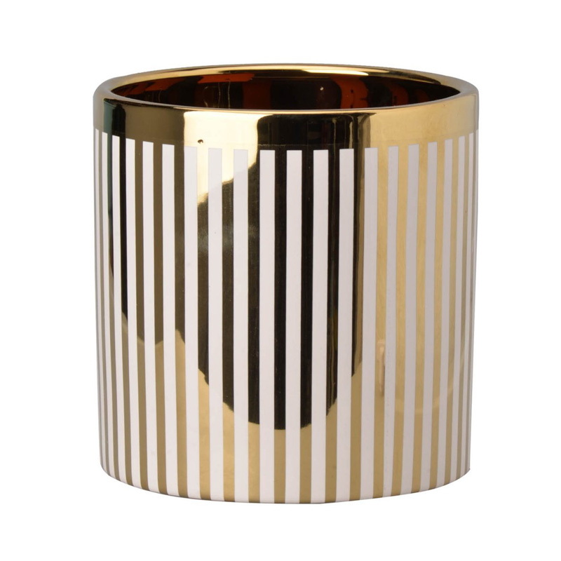 Ваза Gold & White Stripes Белый Золотой Ваза Gold & White Stripes Белый Золотой в Твери | Loft Concept