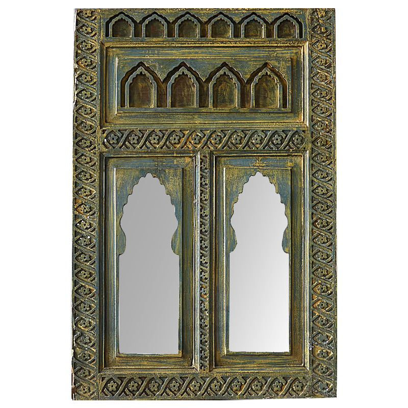 Зеркало Adah Grey Mango Carved Mirror Зеленый Зеркало Adah Grey Mango Carved Mirror Зеленый в Твери | Loft Concept