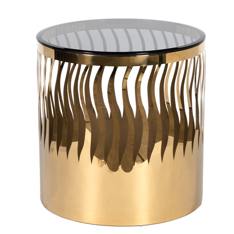 Приставной стол Emerson Side Table Глянцевое золото Стекло Смок Приставной стол Emerson Side Table Глянцевое золото Стекло Смок в Твери | Loft Concept