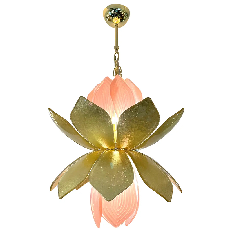 Люстра Contemporary Italian Brass Pink Gold Leaf Murano Glass Flower Chandelier Pendant Золотой Розовый Люстра Contemporary Italian Brass Pink Gold Leaf Murano Glass Flower Chandelier Pendant Золотой Розовый в Твери | Loft Concept
