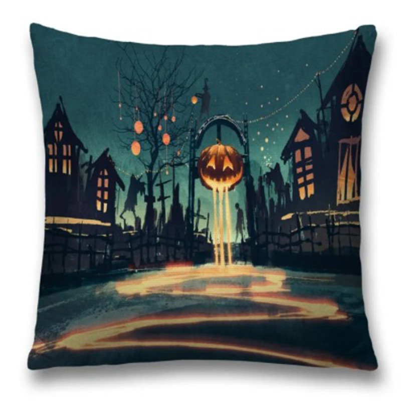 Подушка Halloween Alleyway Черный Синий Оранжевый Подушка Halloween Alleyway Черный Синий Оранжевый в Твери | Loft Concept