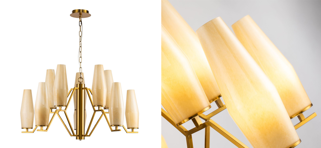 Люстра с выдувными плафонами кремового цвета Creamy - фото