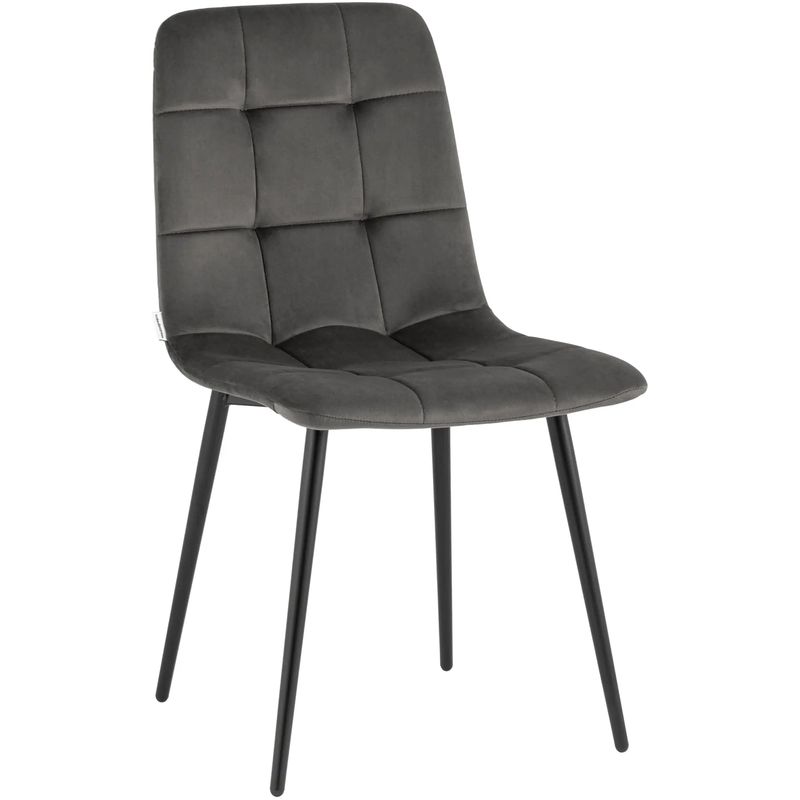 Стул NANCY Chair Темно-Серый Велюр Серый Черный в Твери | Loft Concept 