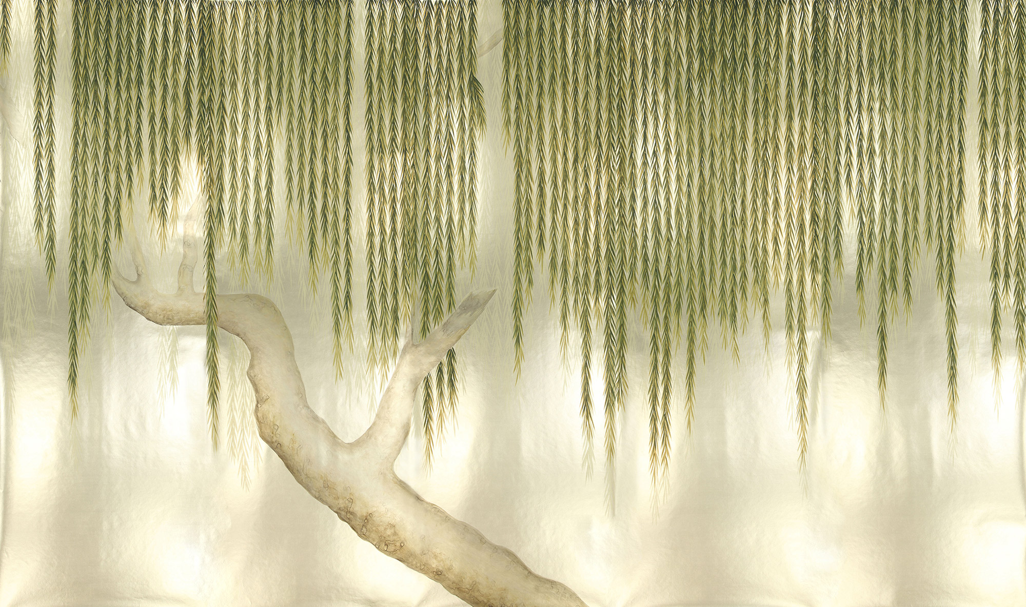 Обои ручная роспись Willow Original colourway on Champagne Gold gilded paper Обои ручная роспись Willow Original colourway on Champagne Gold gilded paper - постер Loft-Concept в Твери