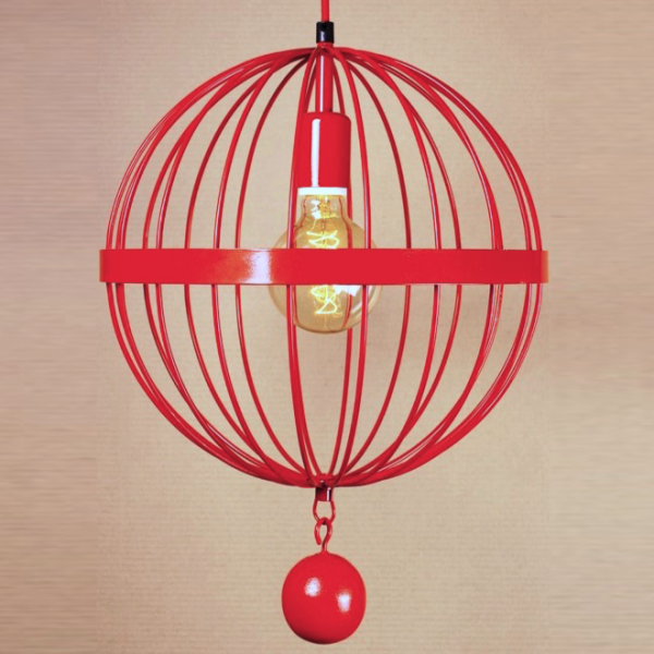 Подвесной светильник Wire Cage Pendant Spher Red Красный Подвесной светильник Wire Cage Pendant Spher Red Красный в Твери | Loft Concept