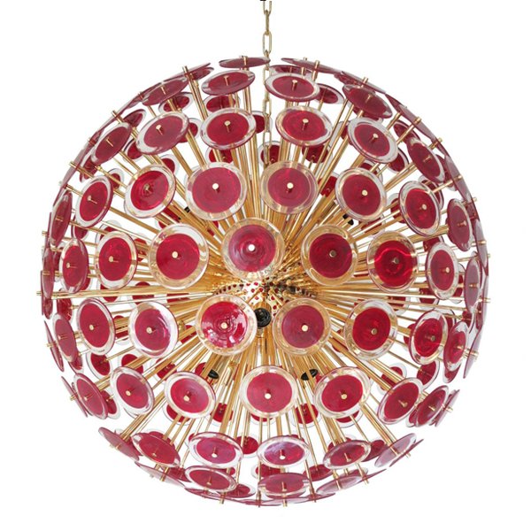 Murano Red Disco Glass Sputnik Chandelier Vistosi Красный (Red) Золотой в Твери | Loft Concept 