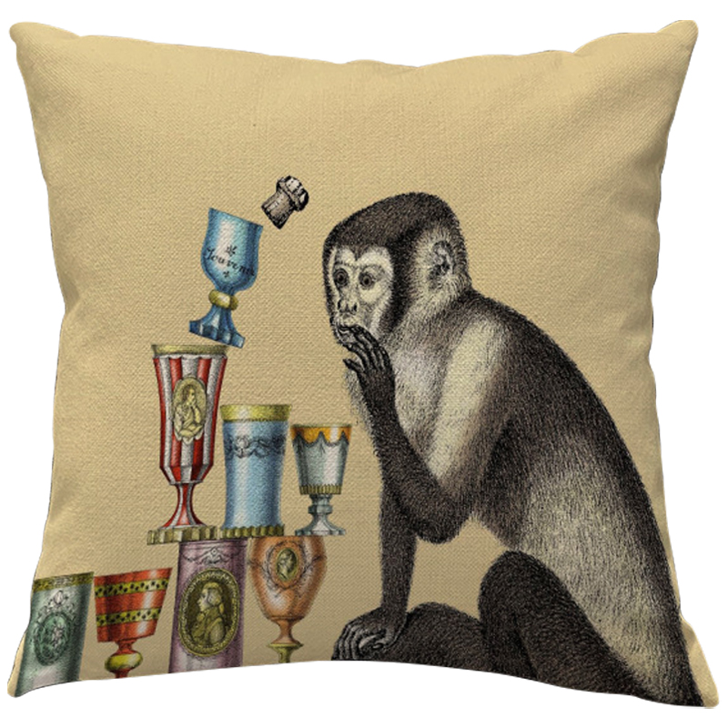 Декоративная подушка Fornasetti Aperitivo 2 Бежевый Серый Мульти Декоративная подушка Fornasetti Aperitivo 2 Бежевый Серый Мульти в Твери | Loft Concept