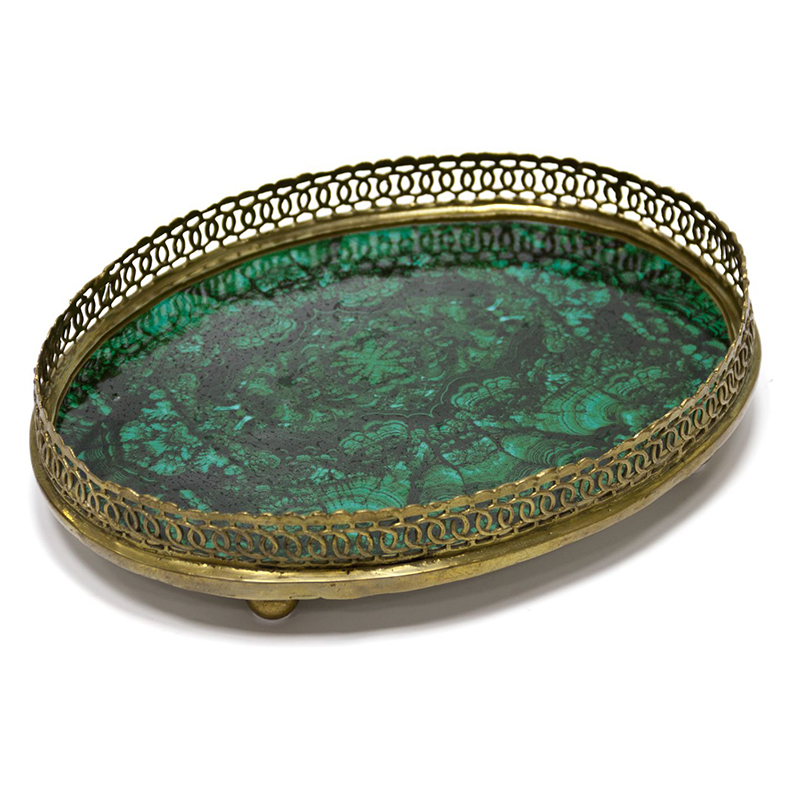 Поднос фарфоровый с бронзой Malachite Малахит Поднос фарфоровый с бронзой Malachite Малахит в Твери | Loft Concept