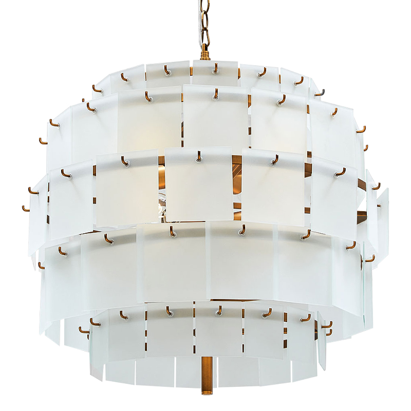 Люстра Glass Square Plates Chandelier Медь Белый Люстра Glass Square Plates Chandelier Медь Белый в Твери | Loft Concept