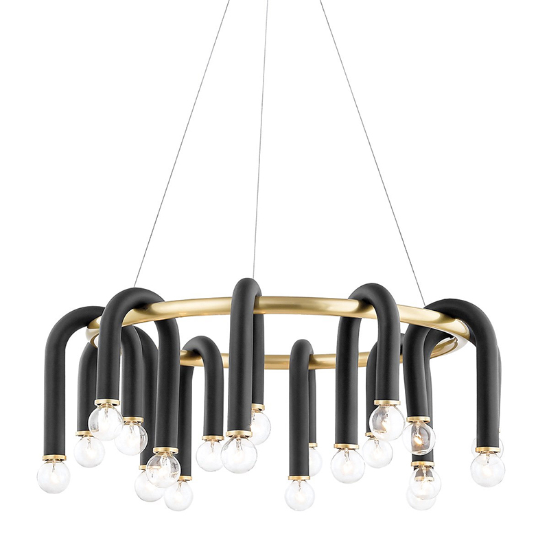 Люстра Paulson floppy chandelier round gold Черный Золотой Люстра Paulson floppy chandelier round gold Черный Золотой в Твери | Loft Concept