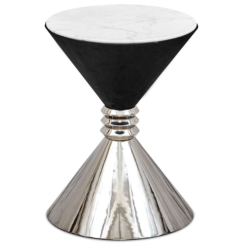 Приставной стол Hourglass side table Никель Черный Белый Приставной стол Hourglass side table Никель Черный Белый в Твери | Loft Concept